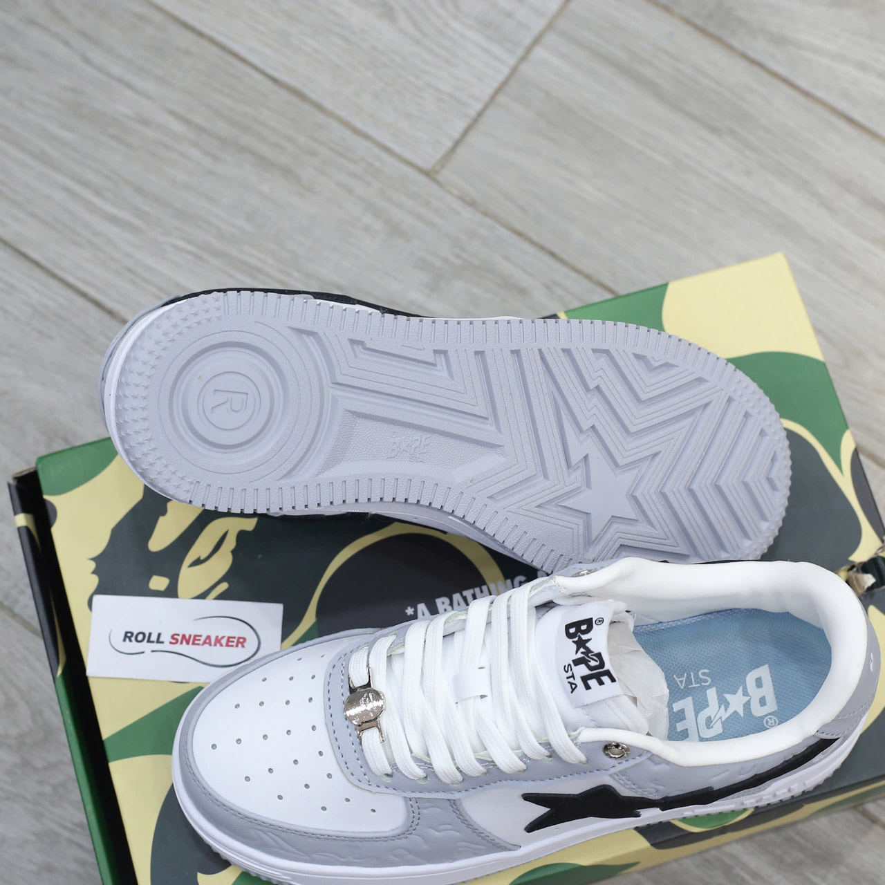 Giày A Bathing Ape Bape Sta Low Grey Black Best Quality