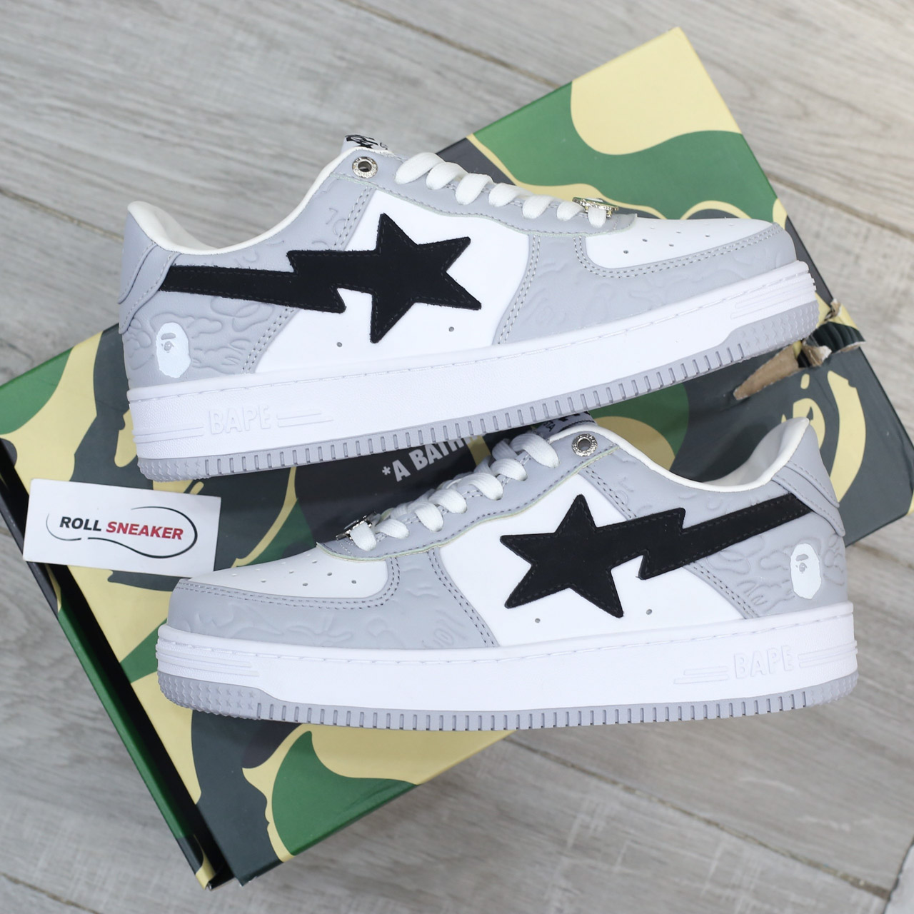Giày A Bathing Ape Bape Sta Low Grey Black Best Quality