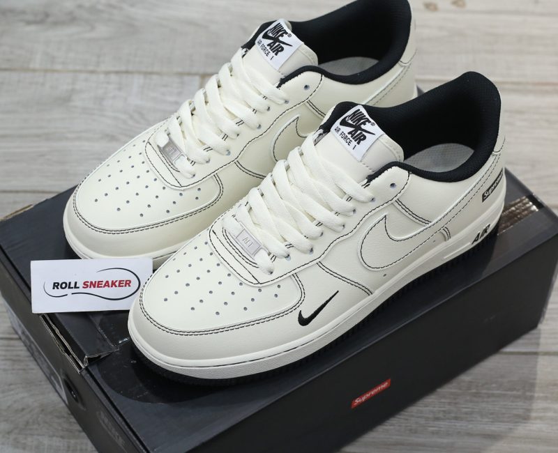 Giày Air Force 1 x Supreme White Black Like Auth