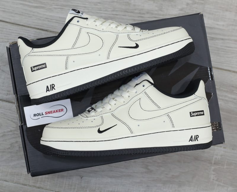 Giày Air Force 1 x Supreme White Black Like Auth