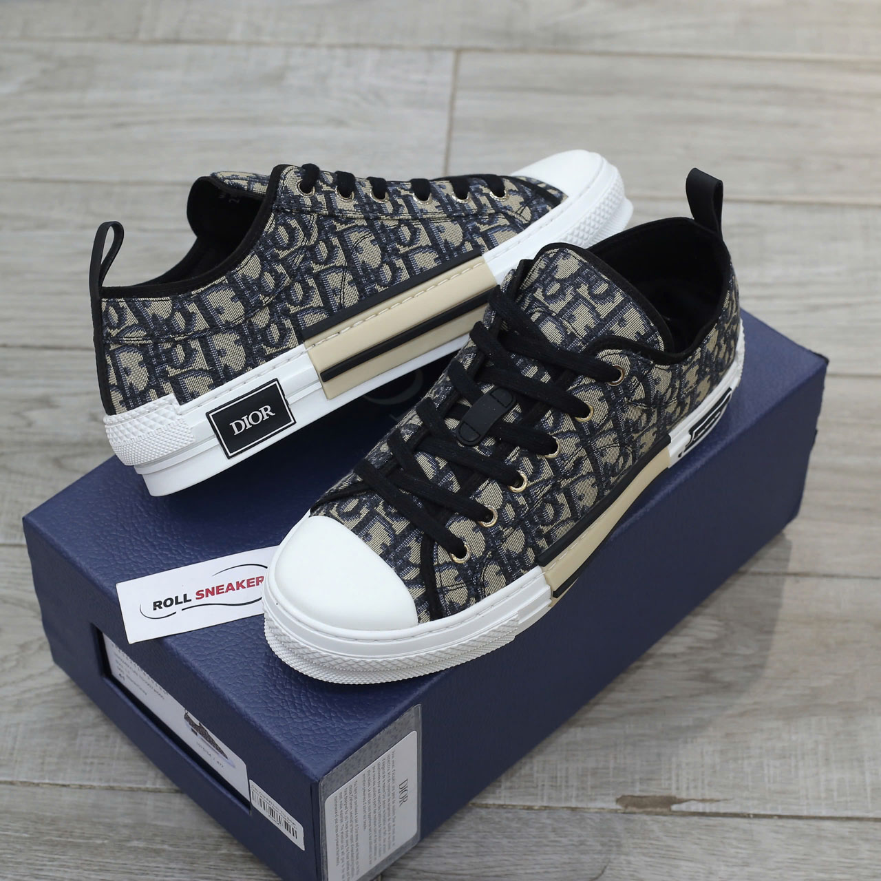 Giày Dior B23 League Low Top Beige Black Oblique Jacquard