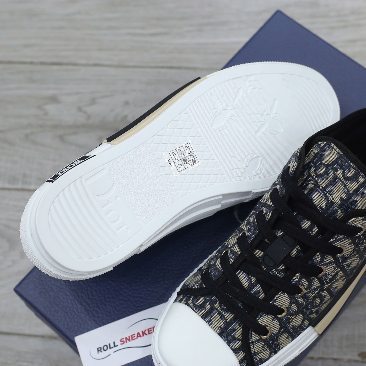 Giày Dior B23 League Low Top Beige Black Oblique Jacquard