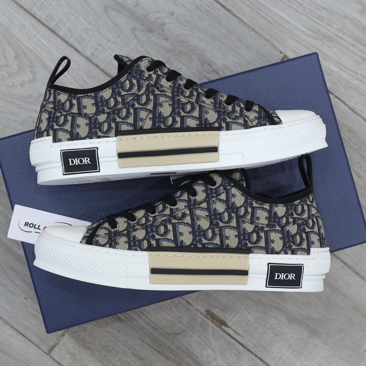 Giày Dior B23 League Low Top Beige Black Oblique Jacquard