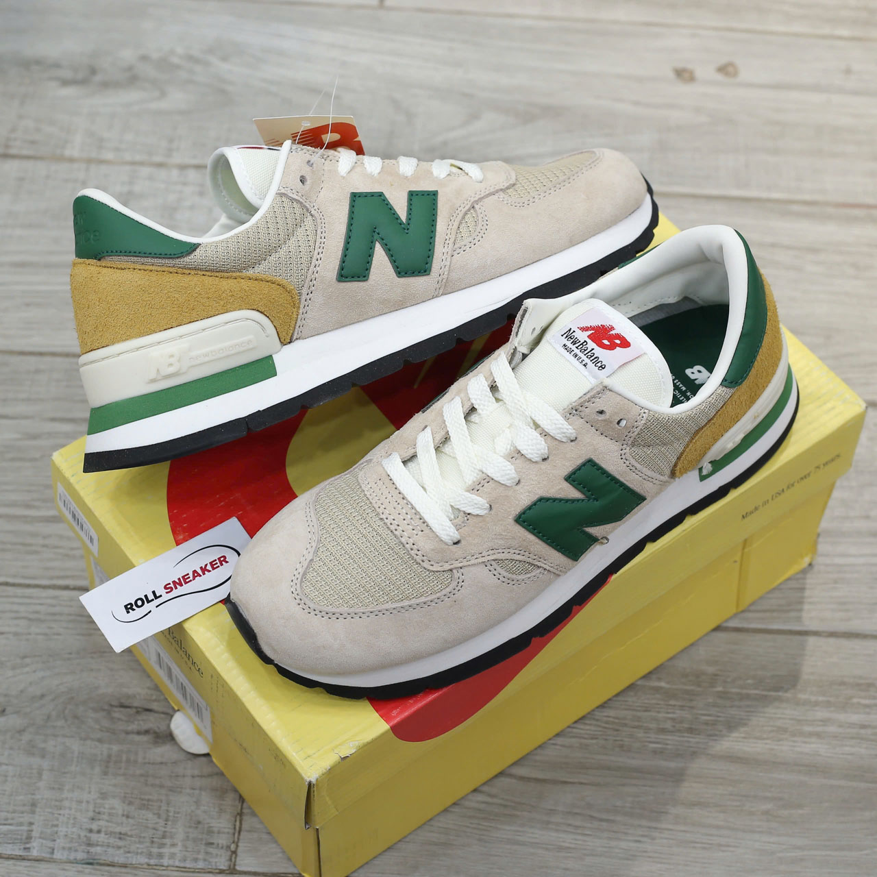 Giày New Balance 990v1 MiUSA ‘Tan Green’ Like Auth