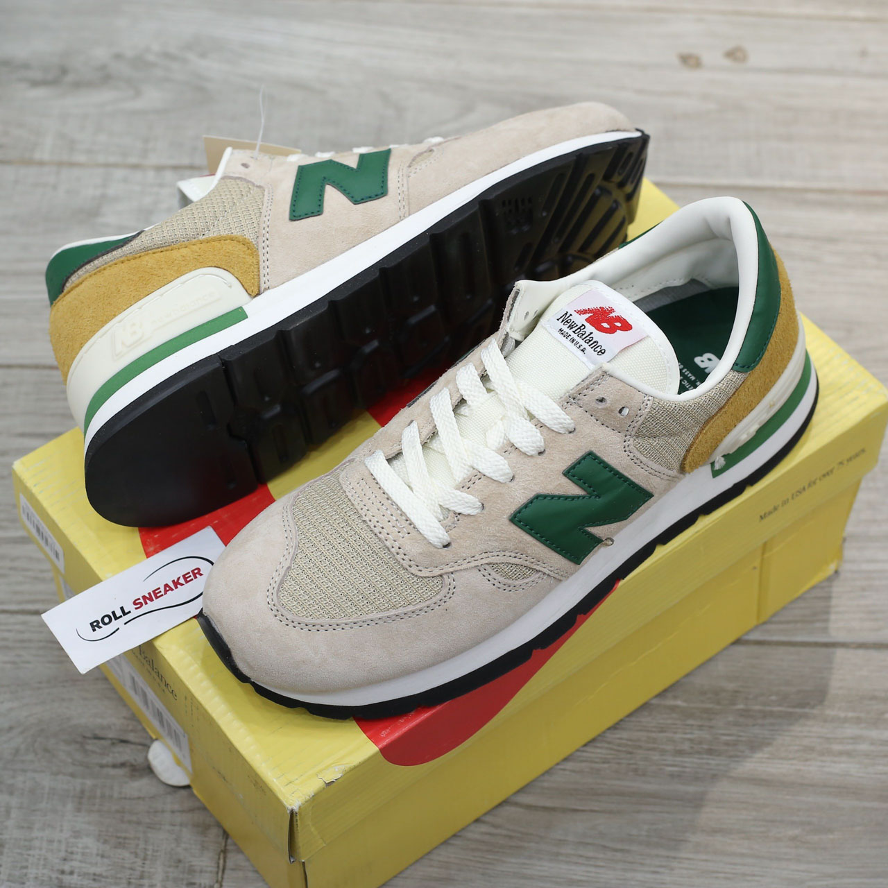 Giày New Balance 990v1 MiUSA ‘Tan Green’ Like Auth