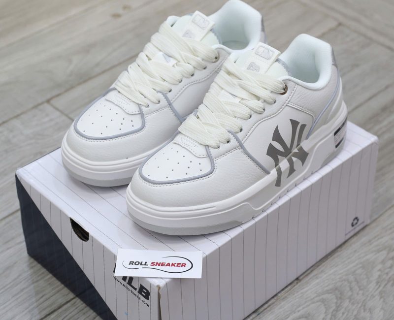 Giày MLB Chunky Liner Basic New York Yankees White Silver Chuẩn 99% Auth