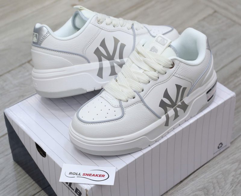 Giày MLB Chunky Liner Basic New York Yankees White Silver Chuẩn 99% Auth