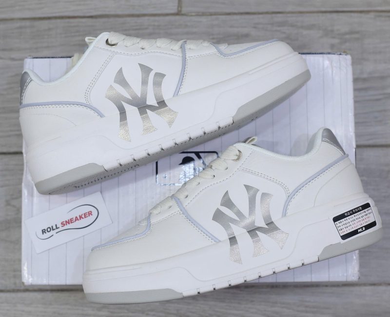 Giày MLB Chunky Liner Basic New York Yankees White Silver Chuẩn 99% Auth