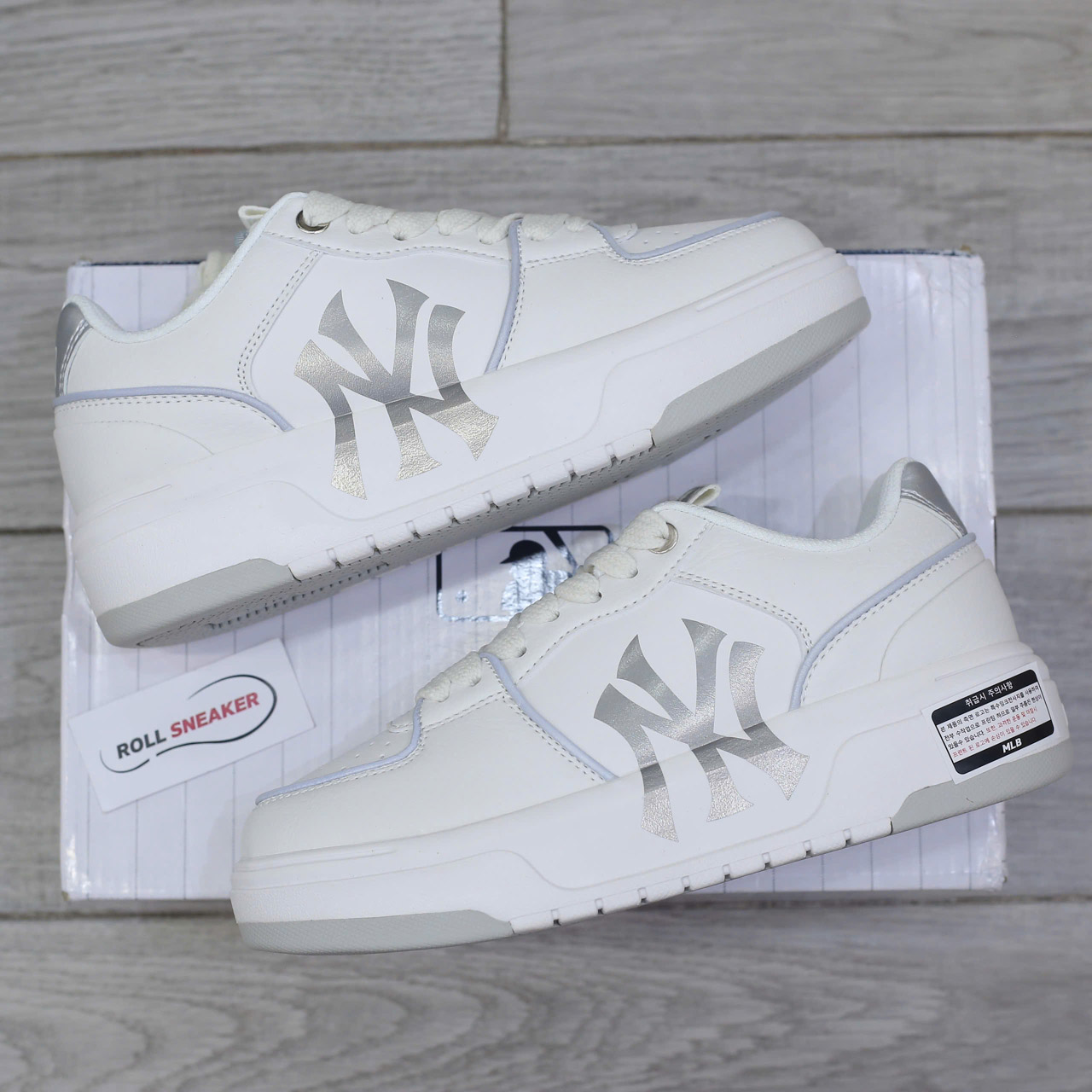 Giày MLB Chunky Liner Basic New York Yankees White Silver Chuẩn 99% Auth