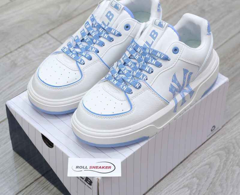 Giày MLB Chunky Liner Denim Monogram White Blue Chuẩn 99% Auth