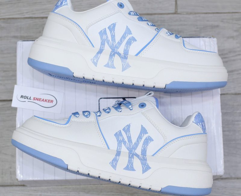 Giày MLB Chunky Liner Denim Monogram White Blue Chuẩn 99% Auth