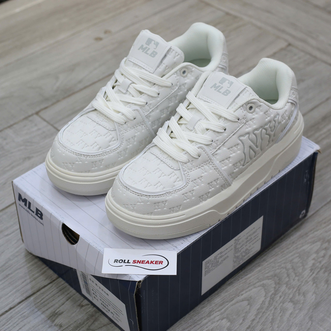 Giày MLB Chunky Liner Embo Mono Cooperstown White Chuẩn 99% Auth