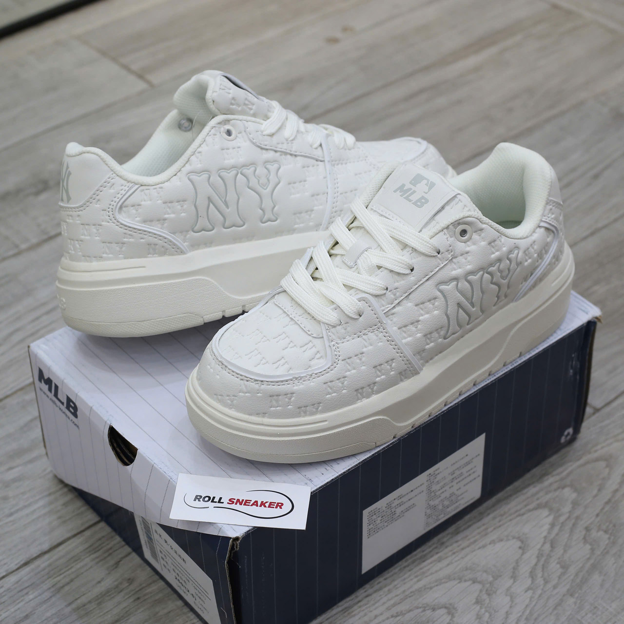 Giày MLB Chunky Liner Embo Mono Cooperstown White Chuẩn 99% Auth