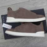 Giày Zegna Brown Suede Triple Stitch Chuẩn 99% Auth