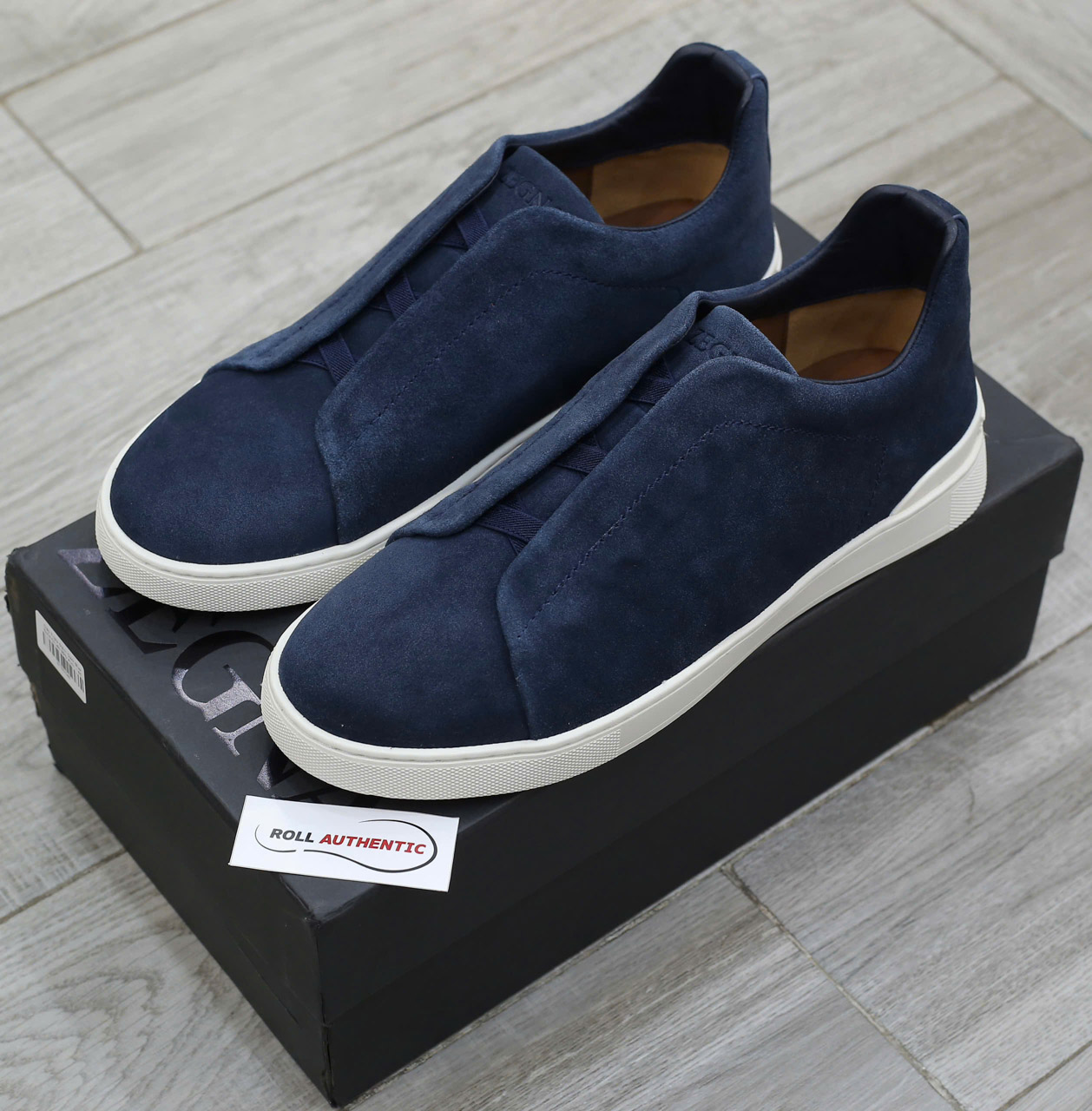 Giày Zegna Utility Blue Suede Triple Stitch Chuẩn 99% Auth