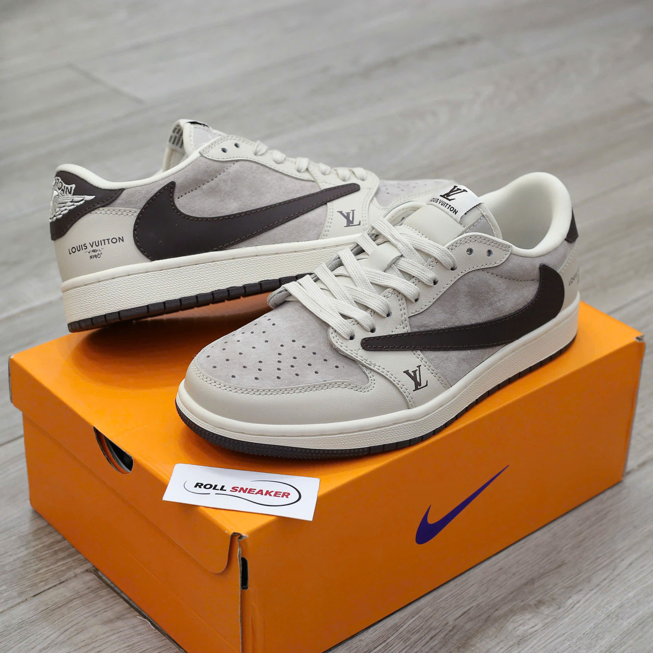 Giày Air Jordan 1 OG SP Travis Scott X Louis Vuitton Grey Black Best Quality