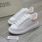 Giày Alexander Mcqueen Trắng Gót Hồng Vân Cá Sấu Chuẩn 99% Auth
