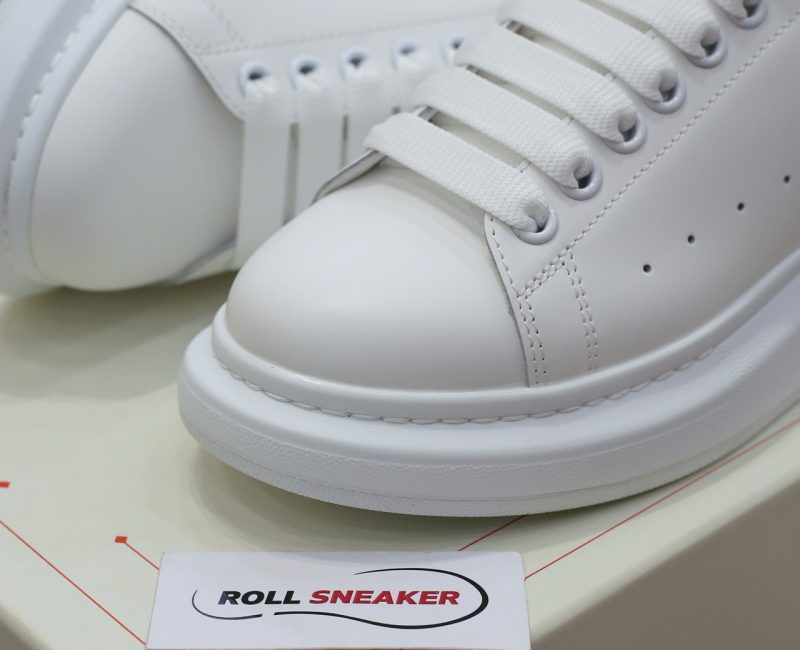 Giày Alexander Mcqueen Trắng Gót Hồng Vân Cá Sấu Chuẩn 99% Auth