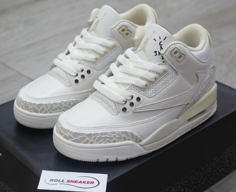 Giày Nike Air Jordan 3 Retro x Travis Scott Cactus Jack White Sail Chuẩn 99% Auth