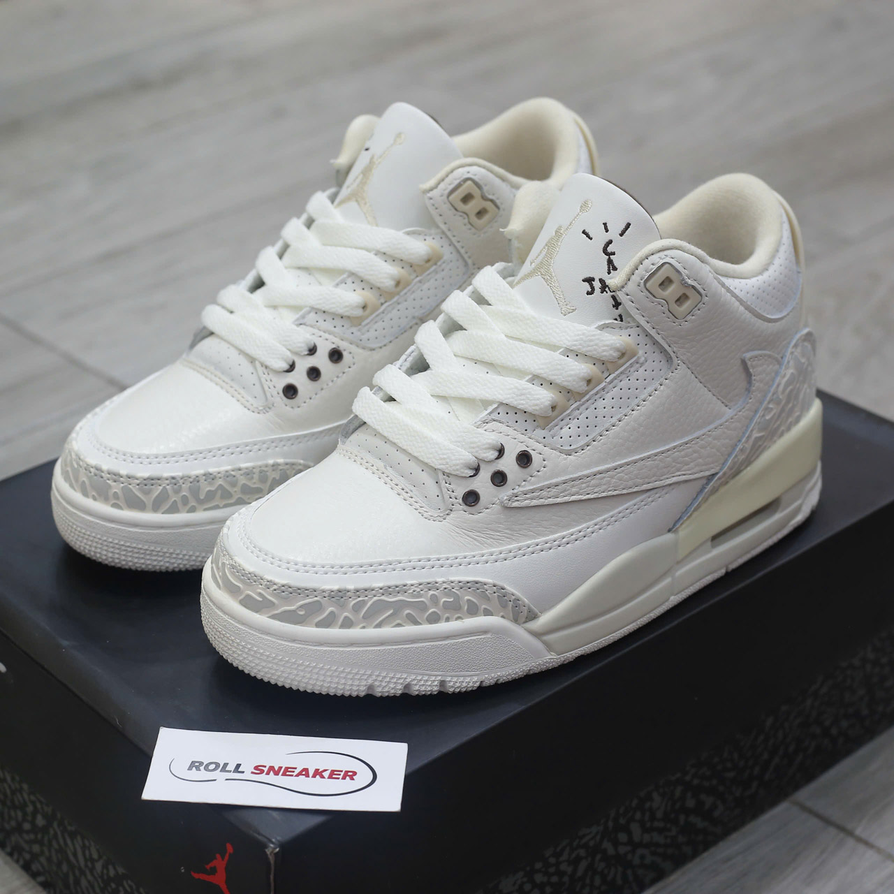 Giày Nike Air Jordan 3 Retro x Travis Scott Cactus Jack White Sail Chuẩn 99% Auth