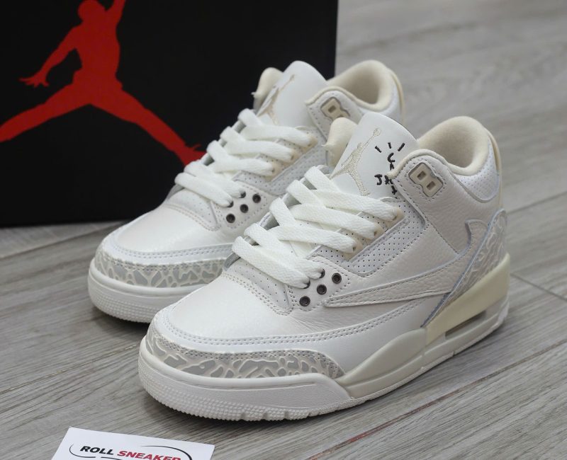 Giày Nike Air Jordan 3 Retro x Travis Scott Cactus Jack White Sail Chuẩn 99% Auth