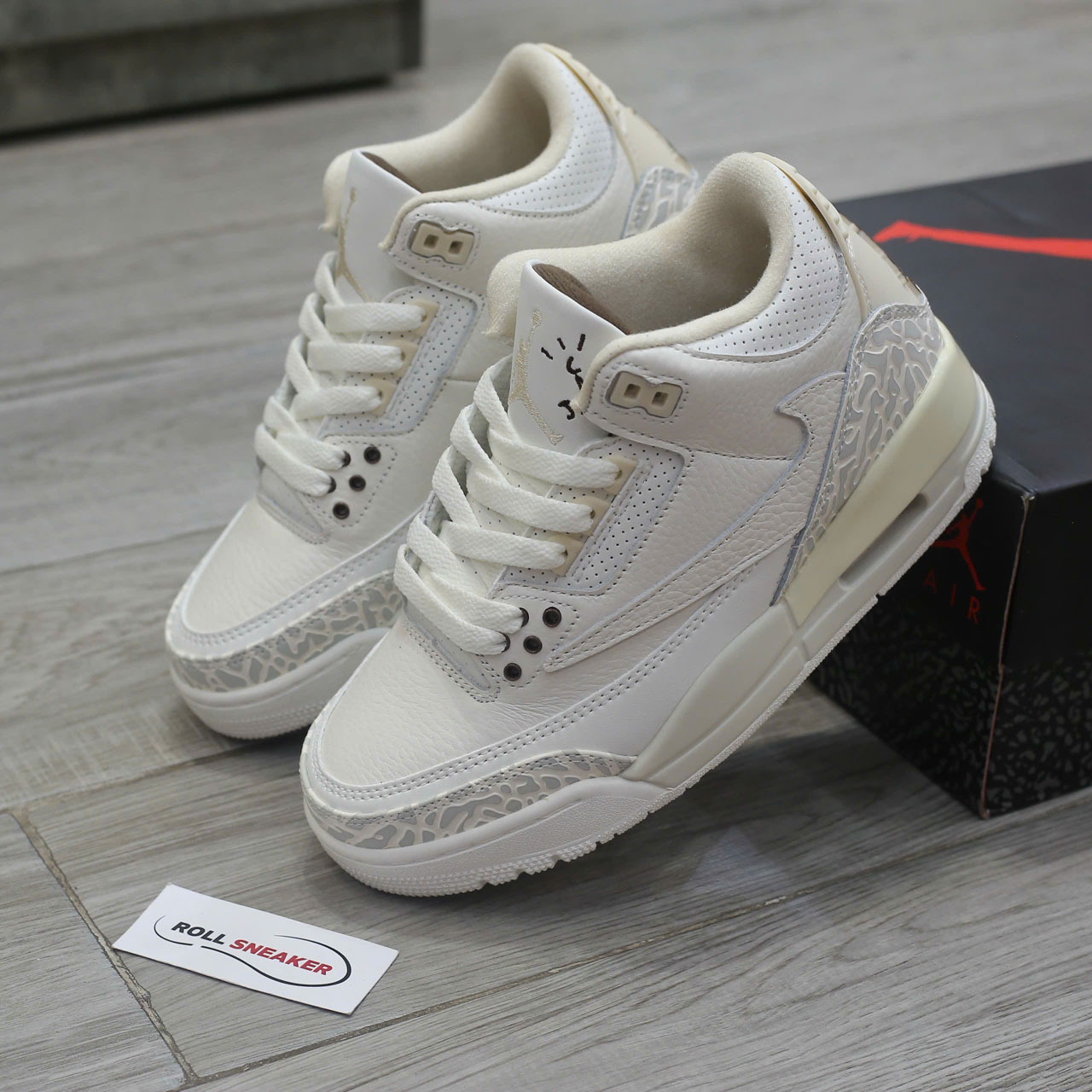 Giày Nike Air Jordan 3 Retro x Travis Scott Cactus Jack White Sail Chuẩn 99% Auth