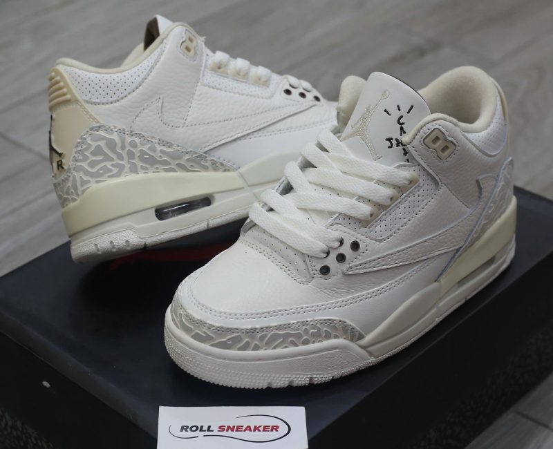 Giày Nike Air Jordan 3 Retro x Travis Scott Cactus Jack White Sail Chuẩn 99% Auth