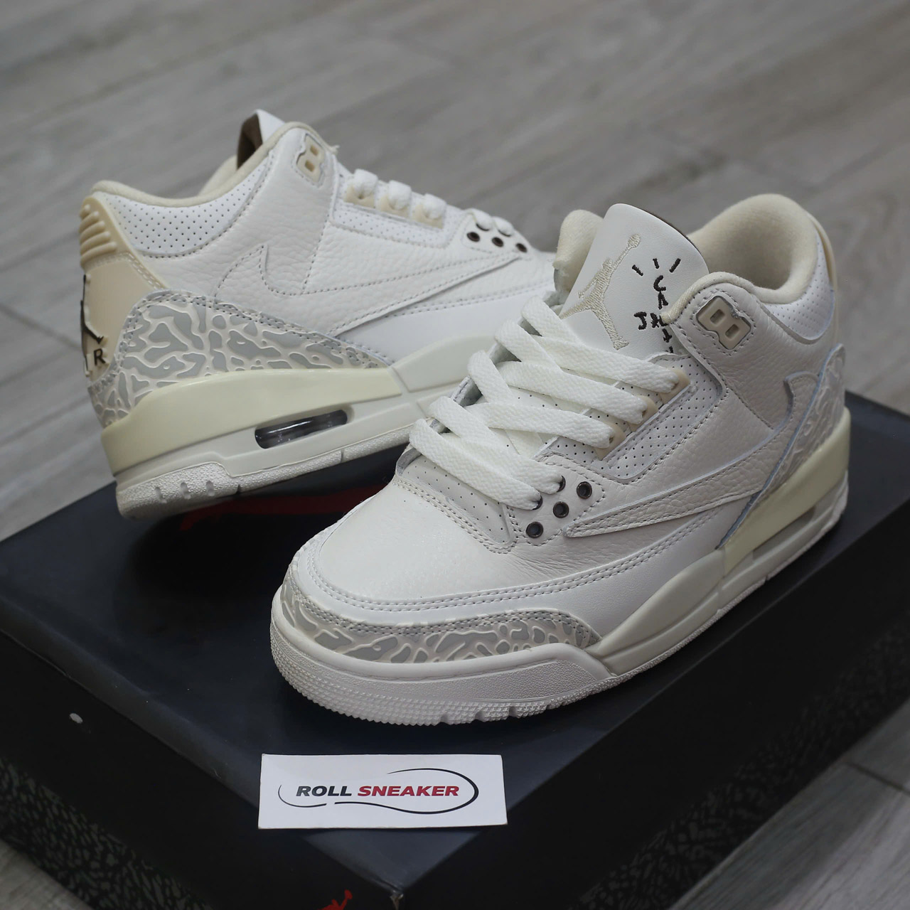 Giày Nike Air Jordan 3 Retro x Travis Scott Cactus Jack White Sail Chuẩn 99% Auth