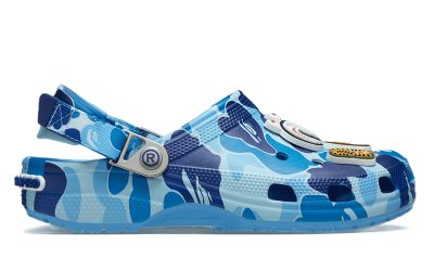 Dép Crocs Classic Clog x A Bathing Ape ABC Camo Blue Chuẩn 95% Auth
