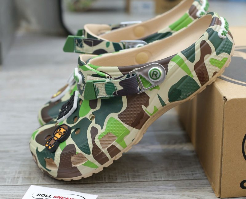 Dép Crocs Classic Clog x A Bathing Ape ABC Camo Green Like Auth