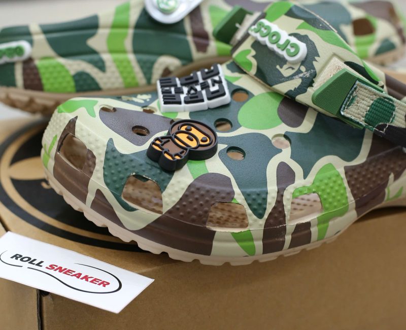Dép Crocs Classic Clog x A Bathing Ape ABC Camo Green Like Auth