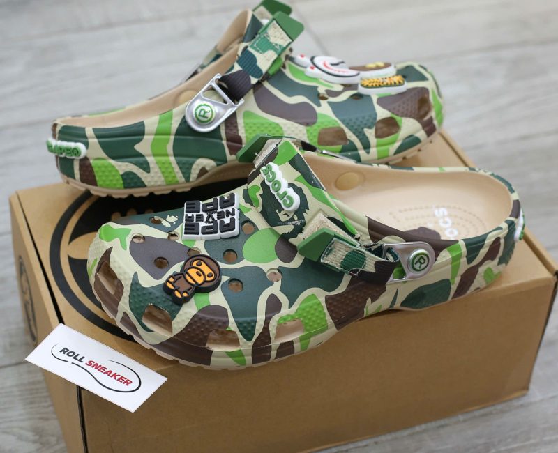 Dép Crocs Classic Clog x A Bathing Ape ABC Camo Green Like Auth
