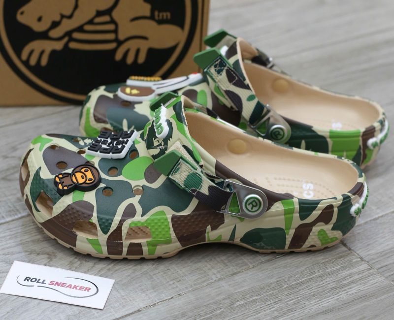 Dép Crocs Classic Clog x A Bathing Ape ABC Camo Green Like Auth