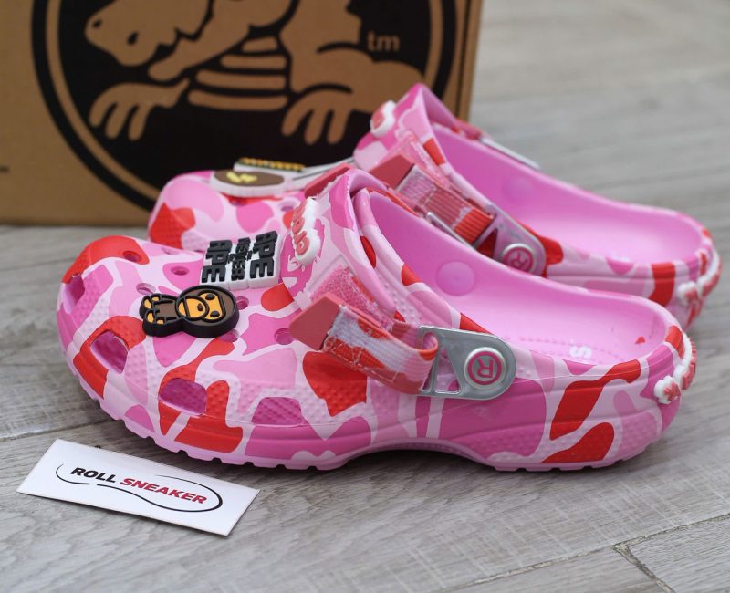 Dép Crocs Classic Clog x A Bathing Ape ABC Camo Pink Like Auth