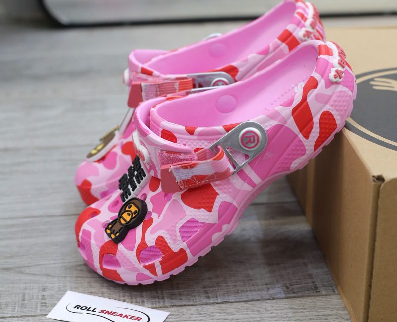 Dép Crocs Classic Clog x A Bathing Ape ABC Camo Pink Like Auth