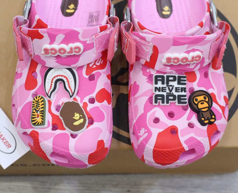 Dép Crocs Classic Clog x A Bathing Ape ABC Camo Pink Like Auth