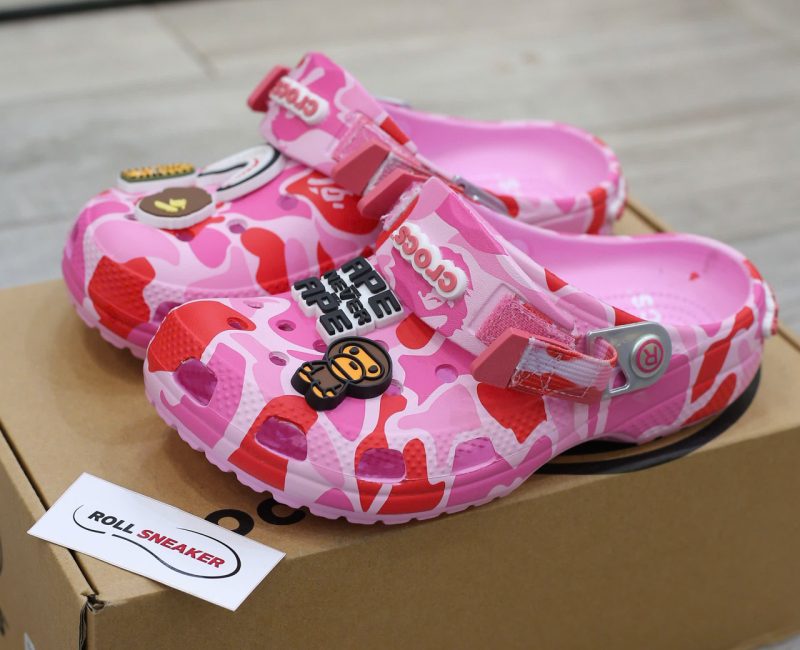 Dép Crocs Classic Clog x A Bathing Ape ABC Camo Pink Like Auth