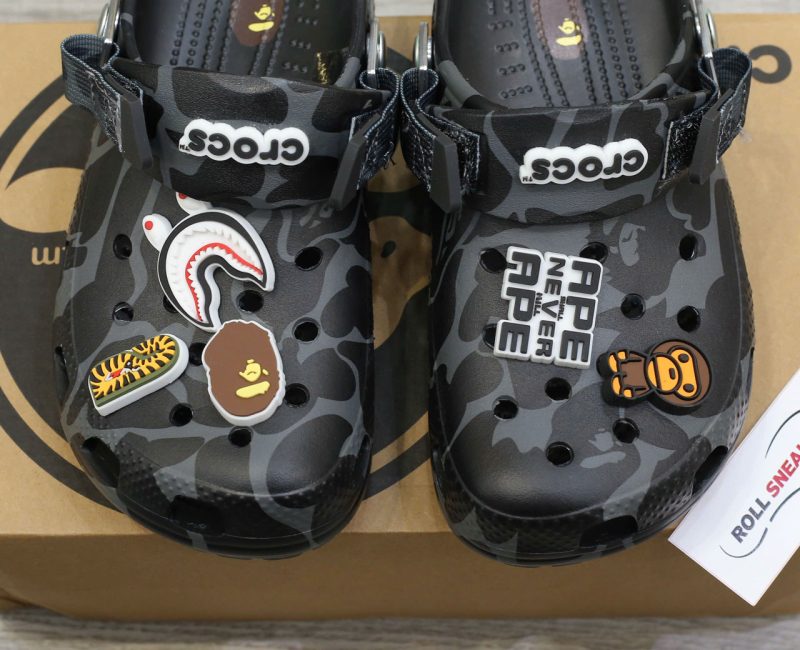 Dép Crocs Classic Clog x A Bathing Ape ABC Camo Black Like Auth