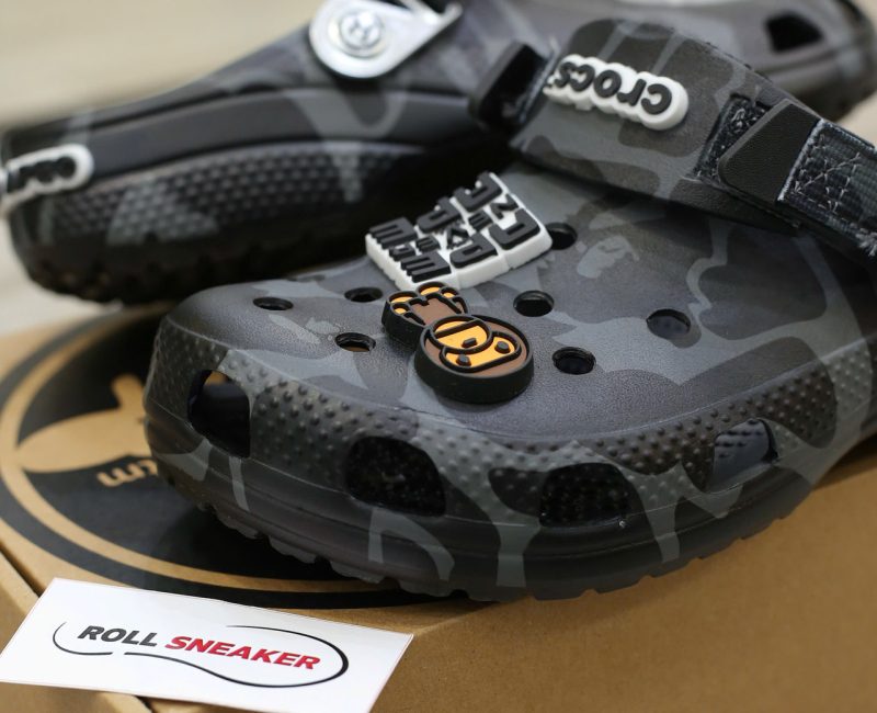 Dép Crocs Classic Clog x A Bathing Ape ABC Camo Black Like Auth