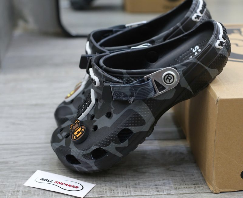 Dép Crocs Classic Clog x A Bathing Ape ABC Camo Black Like Auth