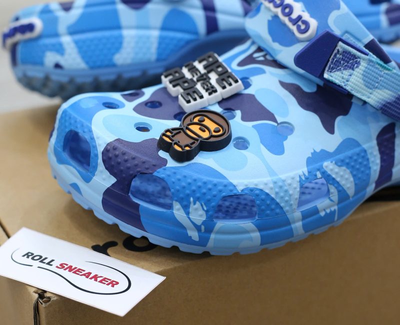 Dép Crocs Classic Clog x A Bathing Ape ABC Camo Blue Like Auth