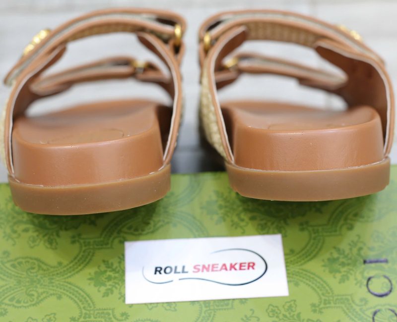 Dép Gucci Natural Double G-Plaque Raffia Best Quality