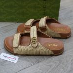 Dép Gucci Natural Double G-Plaque Raffia Best Quality