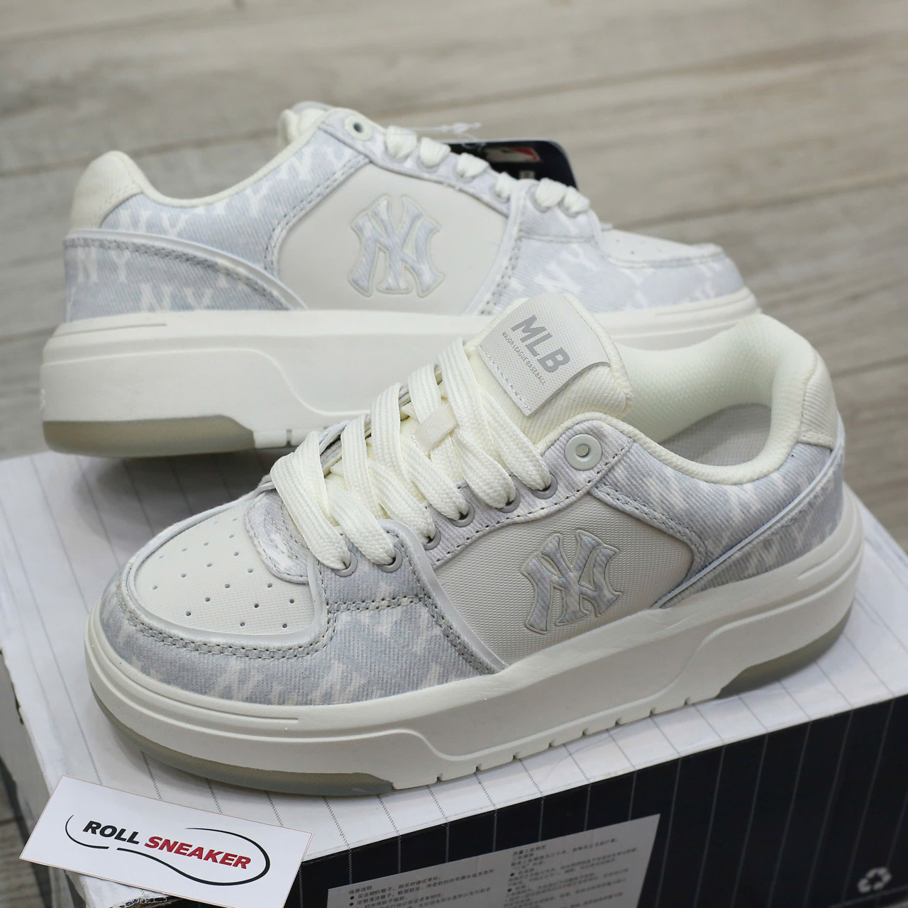 Giày MLB Chunky Liner Denim Monogram SL New York Yankees Like Auth