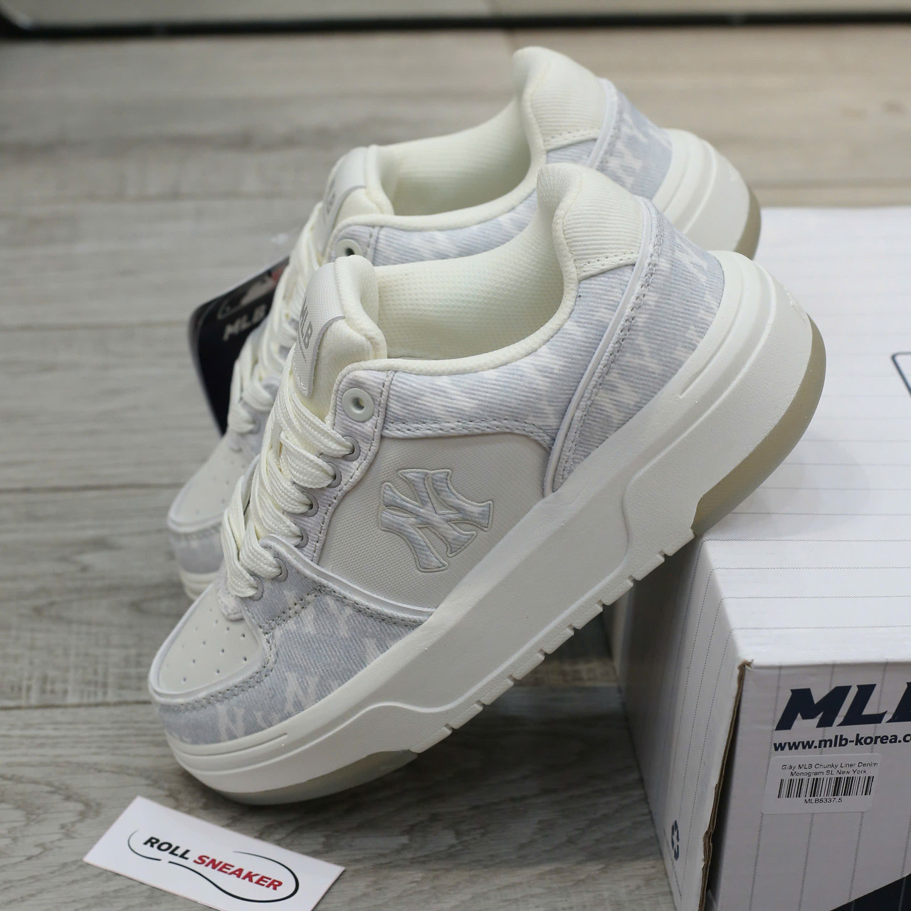 Giày MLB Chunky Liner Denim Monogram SL New York Yankees Like Auth