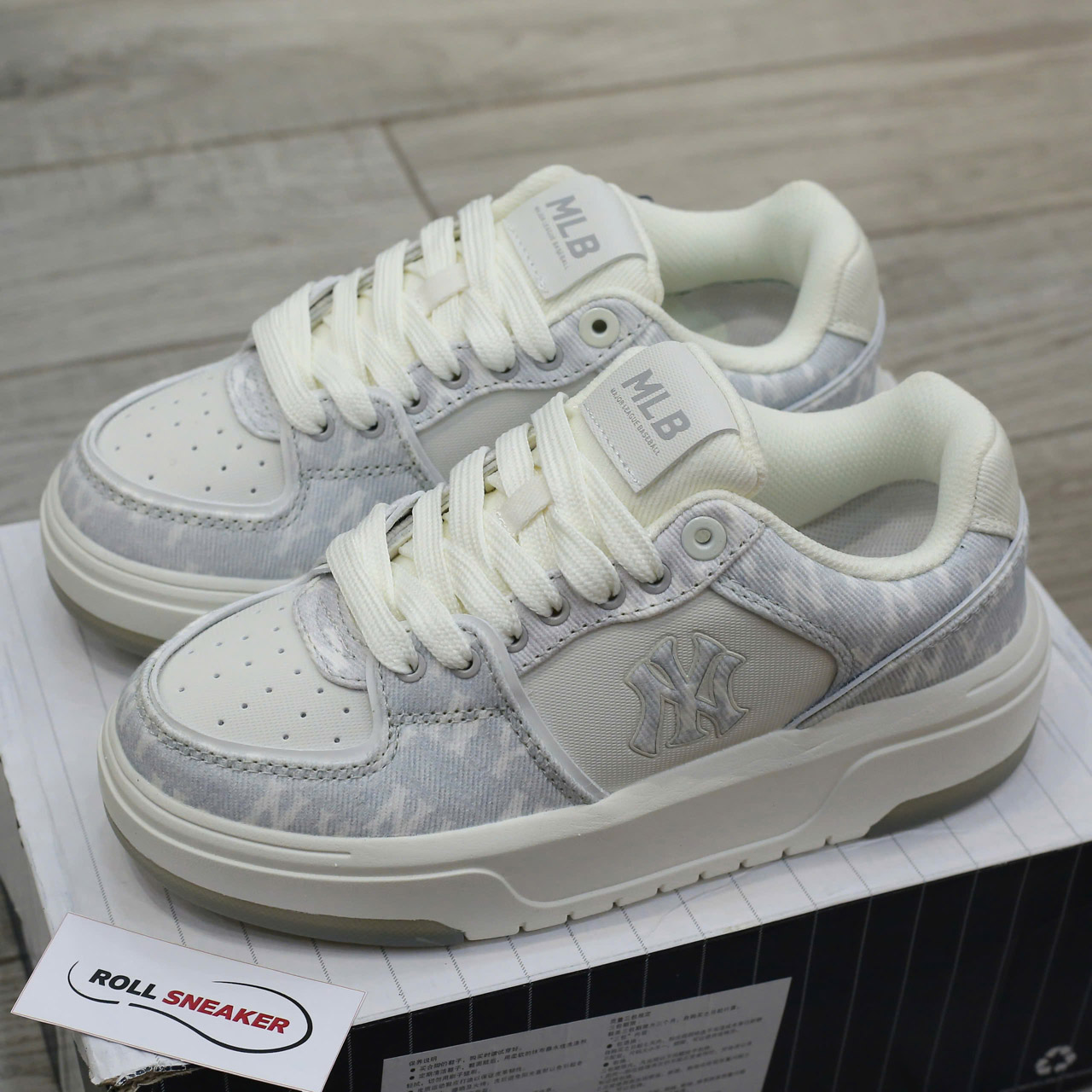 Giày MLB Chunky Liner Denim Monogram SL New York Yankees Like Auth