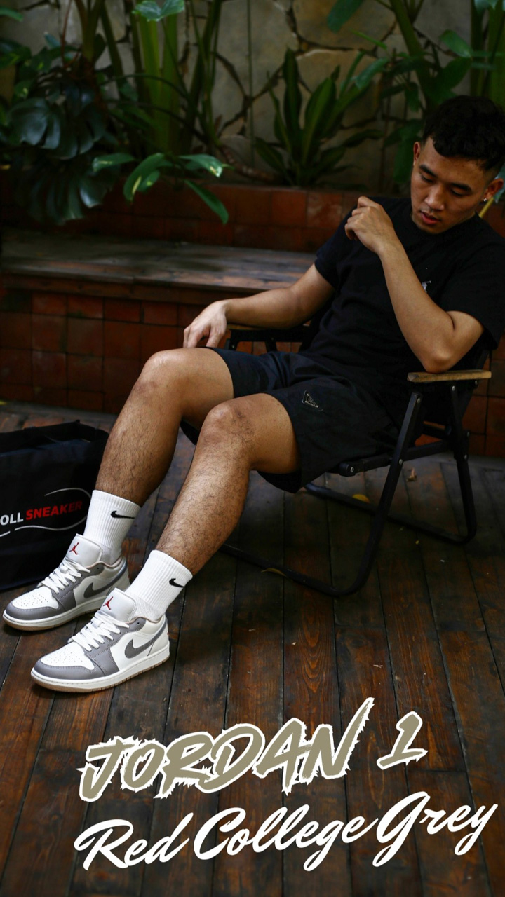 Onfeet Giày Nike Air Jordan 1 Low ‘Red College Grey’