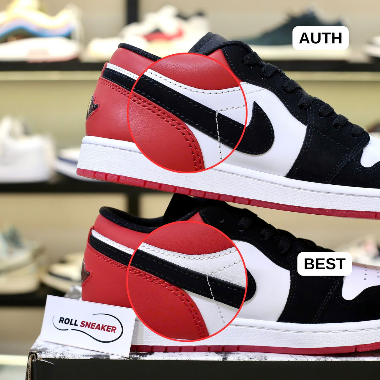 So sánh Giày Nike Air Jordan 1 Low ‘Black Toe’ 2025