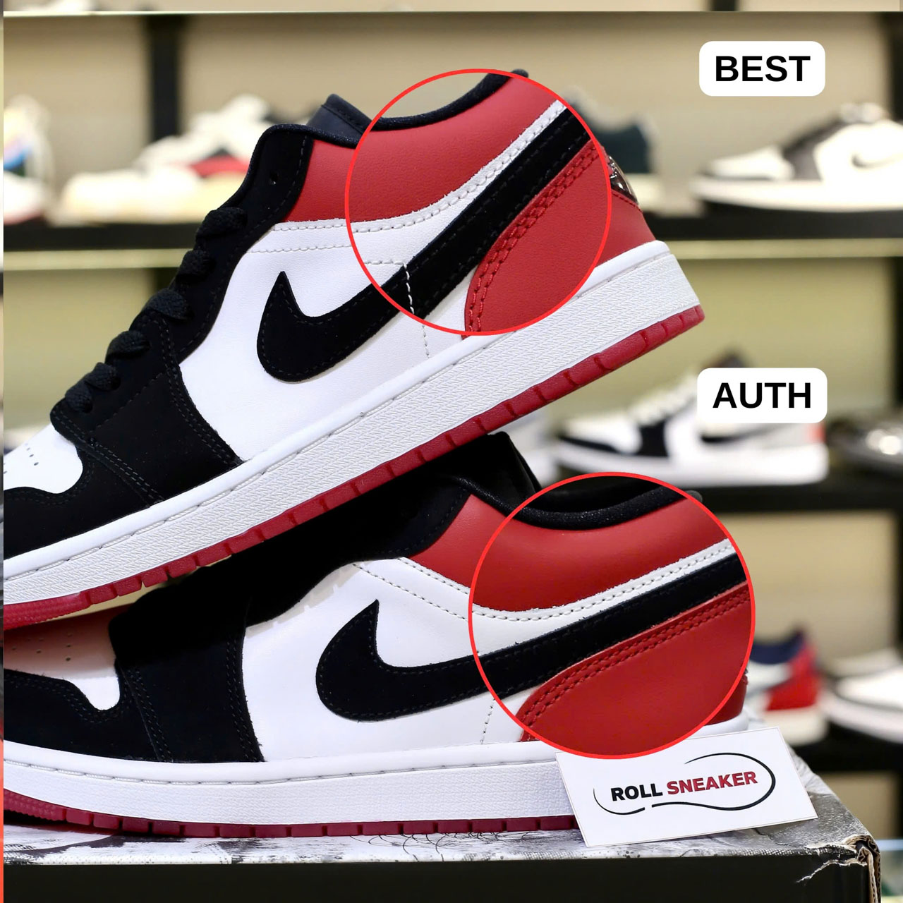 So sánh Giày Nike Air Jordan 1 Low ‘Black Toe’ 2025