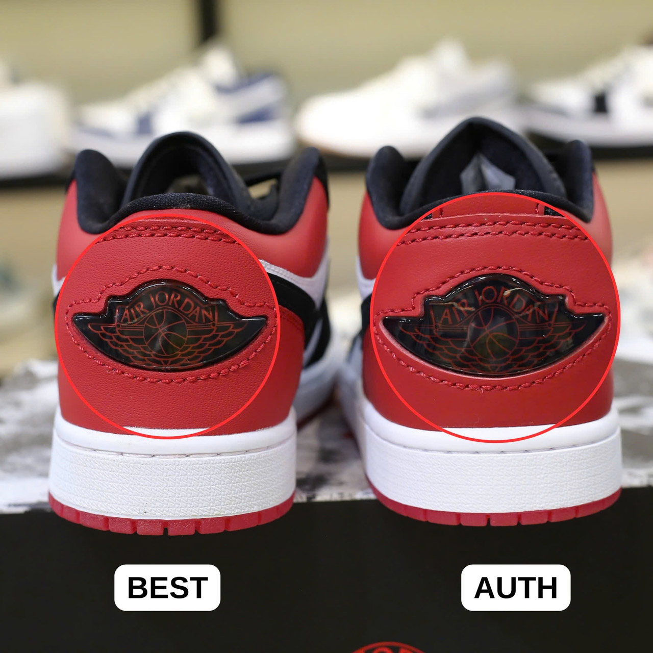 So sánh Giày Nike Air Jordan 1 Low ‘Black Toe’ 2025